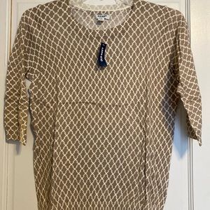 NWT Old Navy Tan Patterned 3/4-Sleeve Crewneck Sweater Size L